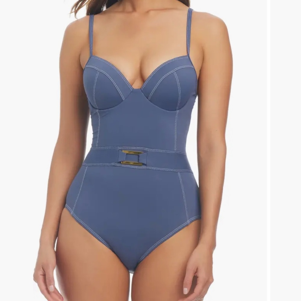 BLEU by Rod Beattie Fine Line Underwire One-Piece Swimsuit new